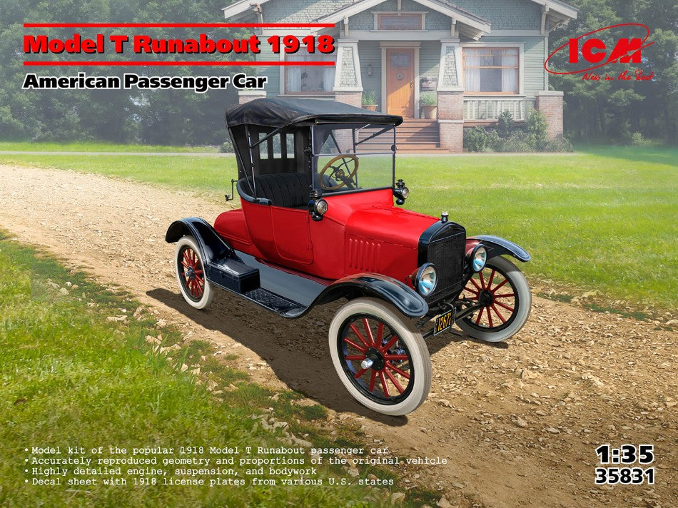 MODEL T RUNABOUT 1918 AMERICAN PASSENGER CAR KIT 1:35 - ICM - ICM35831