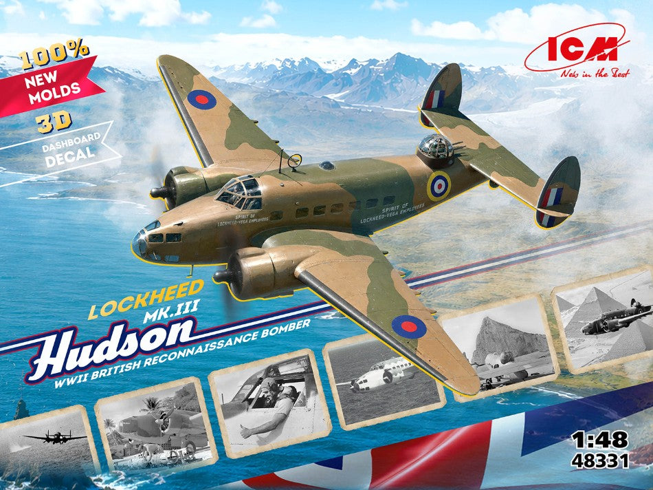 LOCKEED HUDSON Mk.III WWII BRITISH RECONNAISSANCE BOMBER KIT 1:48 - ICM - ICM48331