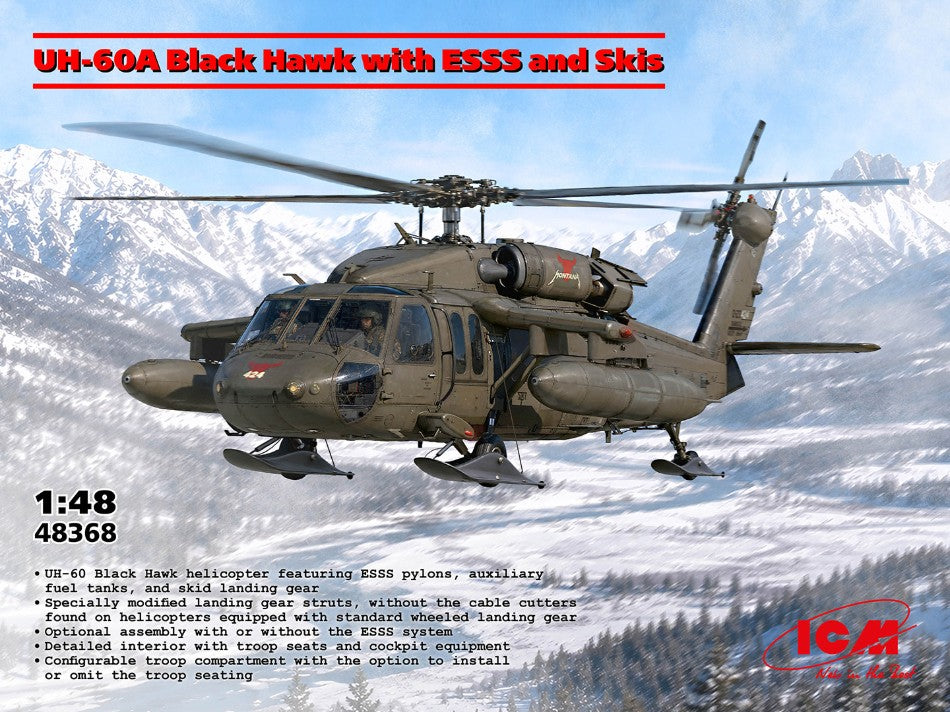UH-60A BLACK HAWK WITH ESSS AND SKIS KIT 1:48 - ICM - ICM48368