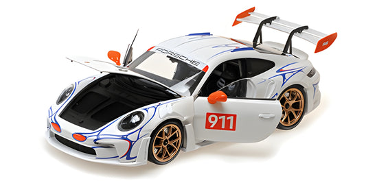 PORSCHE 911 (992) GT3RS WHITE & ORANGE 2023 - 1/18 - Minichamps