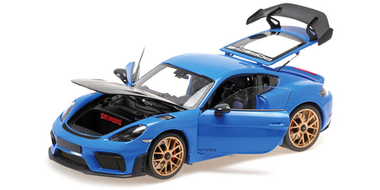 PORSCHE CAYMAN GT4 RS BLUE WITH WEISSACH PACKAGE 2024 - 1/18 - Minichamps