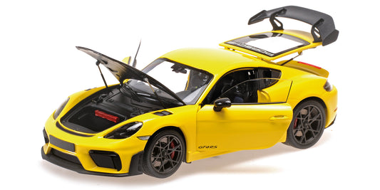 PORSCHE CAYMAN GT4 RS YELLOW WITH WEISSACH PACKAGE 2024 - 1/18 - Minichamps