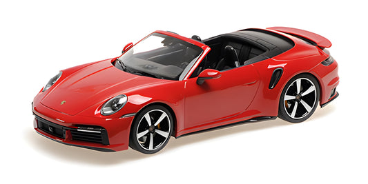 PORSCHE 911 (992) TURBO S CABRIOLET RED 2020 - 1/18 - Minichamps