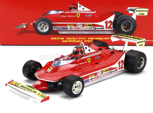 Ferrari - F1 312T4 n°12 (1979) 1:18 - Winner South Africa GP Kyalami - With Driver - Gilles Villeneuve - Bburago