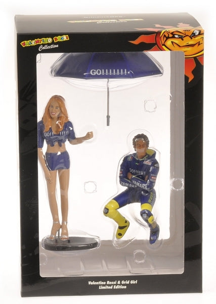 PILOTA VALENTINO ROSSI & RAGAZZA OMBRELLINA WORLD CHAMPION MOTOGP 2004 - 1/12 - Minichamps