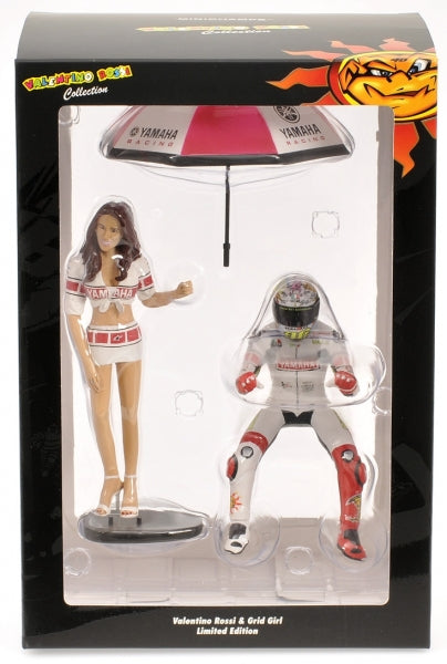 PILOTA VALENTINO ROSSI & RAGAZZA OMBRELLINA MOTOGP VALENCIA 2005 - 1/12 - Minichamps