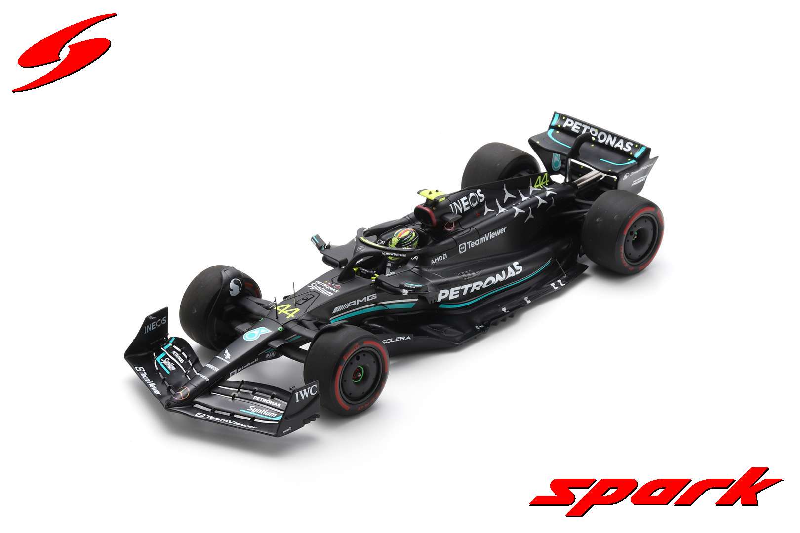 Spark 1/18 Mercedes F1 W14 #44 - GP Grande-Bretagne 2023 Hamilton - Avec Présentoir 18S901