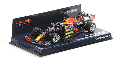 RED BULL RB16B MAX VERSTAPPEN WINNER ABU DHABI GP WORLD CHAMPION 2021 WITH PITBOARD - 1/43 - Minichamps