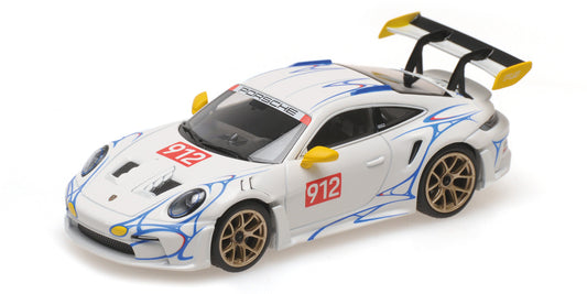 PORSCHE 911 (992) GT3RS WHITE WITH YELLOW DECOR 2023 - 1/43 - Minichamps