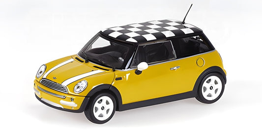 MINI ONE 2001 WITH CHEQUERED ROOF FLAG YELLOW - 1/43 - Minichamps