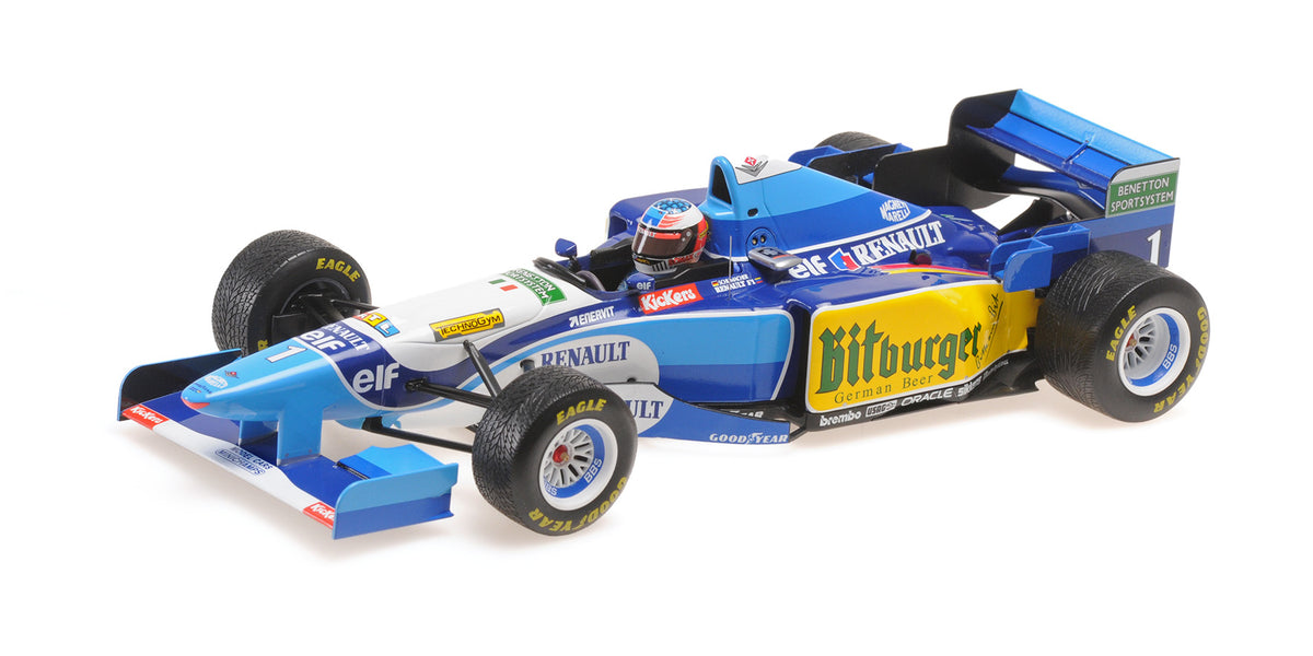 BENETTON B195 MICHAEL SCHUMACHER WINNER JAPANESE GP WITH RAIN TYRES W.C. 1995 - 1/18 - Minichamps