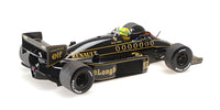 Lotus Renault 98T n°12 (1986) 1:18 - Ayrton Senna - Dirty Version - W/ Driver - 30th Anniversary -  Minichamps