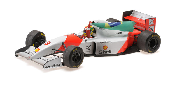 McLAREN MP4/8 (1993) 1:18 - Ayrton Senna - Winner Australian GP - With Flag - Dirty Version - Minichamps