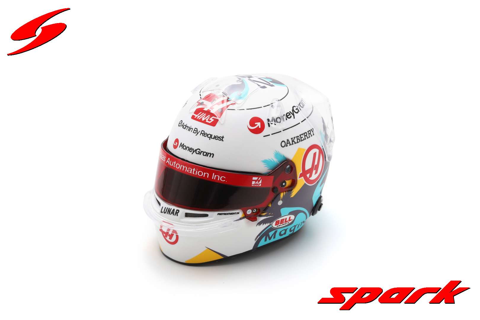 Casque modèle Spark 1:5 de l'équipe Haas F1 Kevin Magnussen 2024