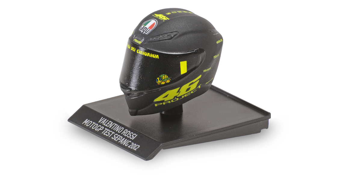 CASCO VALENTINO ROSSI MOTOGP TEST SEPANG 2012 - 1/10 - Minichamps