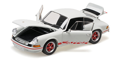 PORSCHE 911 CARRERA RS WHITE WITH RED DECOR 1972 - 1/18 - Minichamps