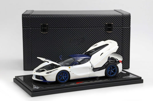 FERRARI LAFERRARI 2012 APRIBILE DIECAST - SPECIAL BOX BIANCO BIRDCAGE -CARBON BLU 1:18 - BBR Models - BBR182238SP