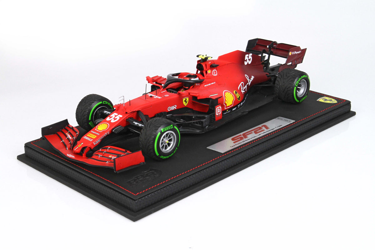 FERRARI SF21 GRAN PREMIO DEL MADE IN ITALY E DELL EMILIA ROMAGNA C. SAINZ CAR N. 55 GREEN INTERMEDIATE TIRES 1:18 - BBR Models - BBR211855DIE