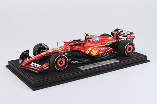 FERRARI SF24 MONACO GP 2024 DIECAST - PACKAGING DI LUSSO C. SAINZ TERZO POSTO 1:18 - BBR Models - BBR241855CDIE