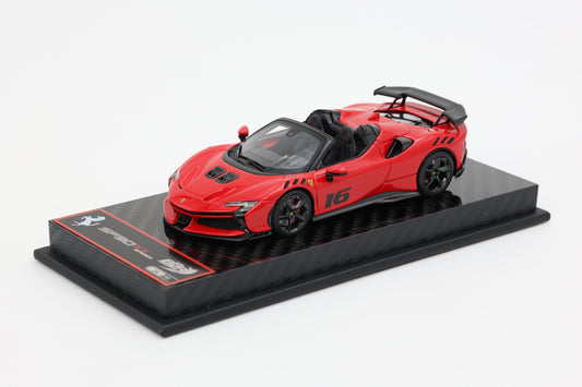 FERRARI SF90 XX SPIDER RACE N.16 ROSSO CORSA 322 E BASE CARBONIO 1:43 - BBR Models - BBRC286B16