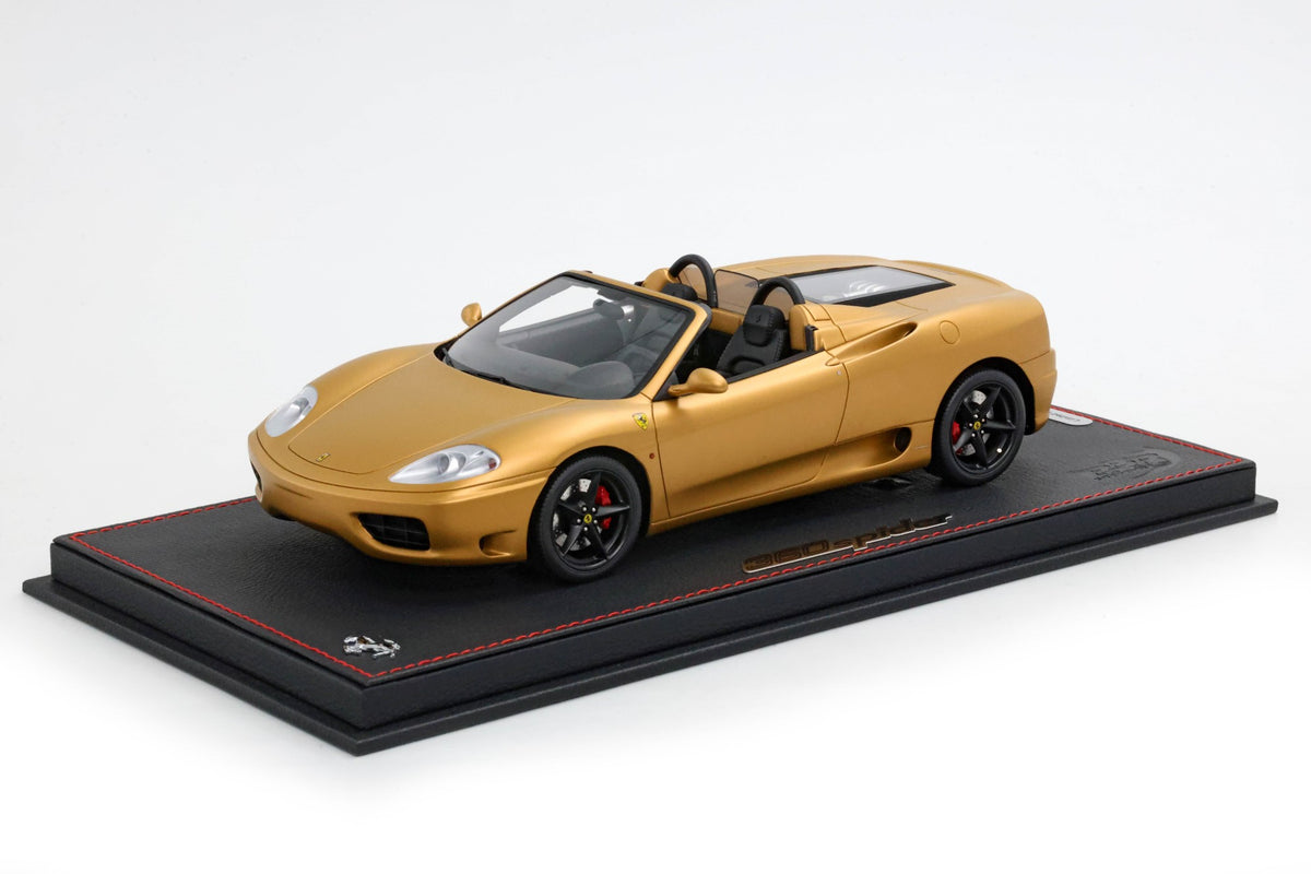 FERRARI 360 MODENA SPIDER CAMBIO AUTOMATICO MATT GOLD - BLACK - GRIGLIA POSTERIORE CHALLENGE 1:18 - BBR Models - P18233ST