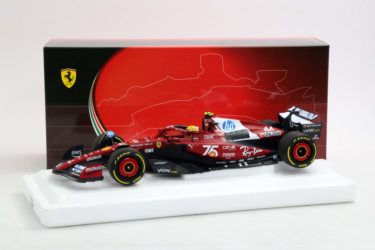 FERRARI SF25 MONACO LIVERY FOR 75 YEARS WITH SHELL HAMILTON - POLYFOAM 1:18 - BBR Models - P18267C44