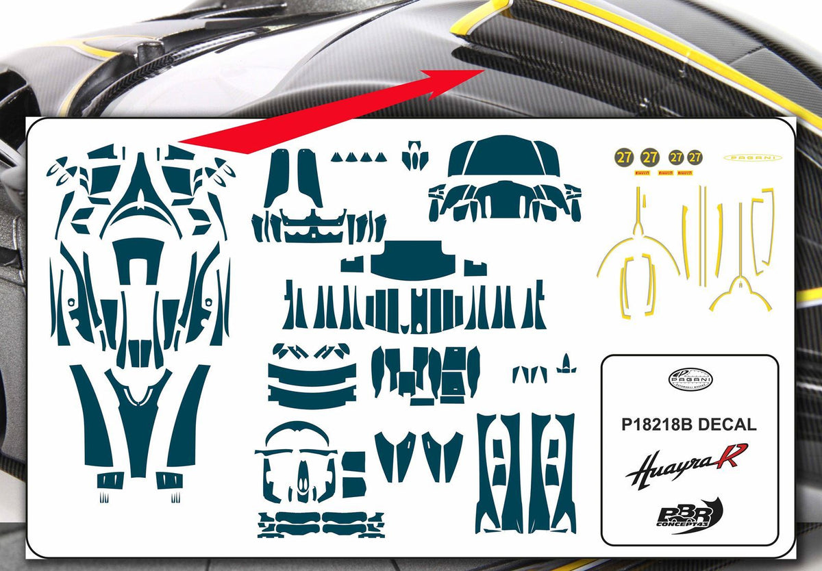 Pagani - Huayra R - 1:18 - Carbonio Nero Opaco & Nero Opaco - With Decals - BBR