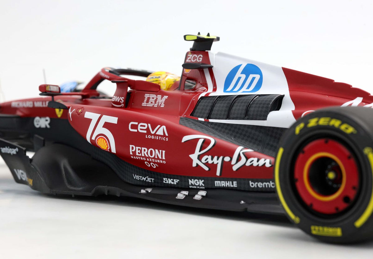 Ferrari SF25 n°44 (2025) 1:18 - Lewis Hamilton - Monaco GP - Livery For 75 Years With Shell - Polyfoam - BBR