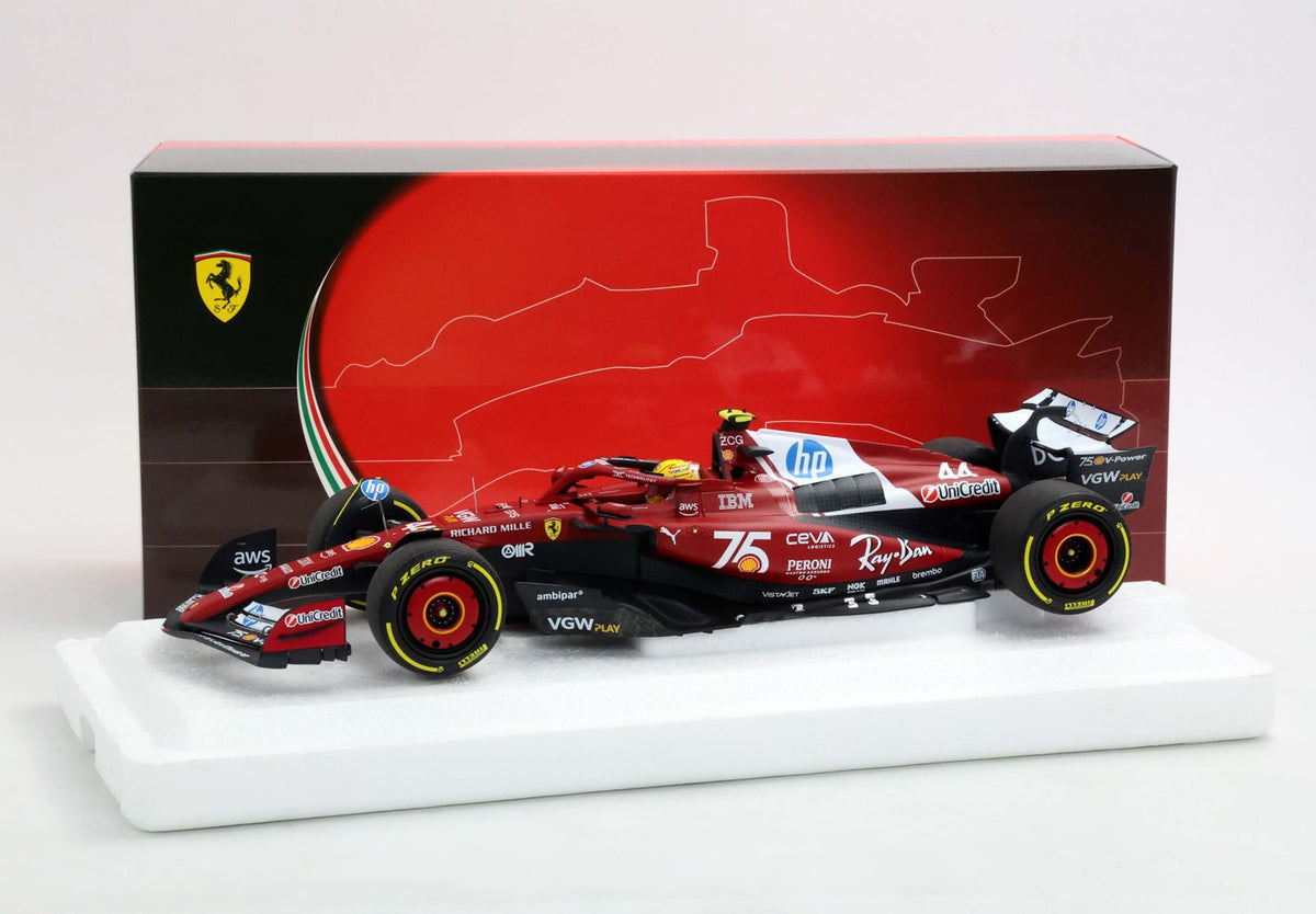 Ferrari SF25 n°44 (2025) 1:18 - Lewis Hamilton - Monaco GP - Livery For 75 Years With Shell - Polyfoam - BBR