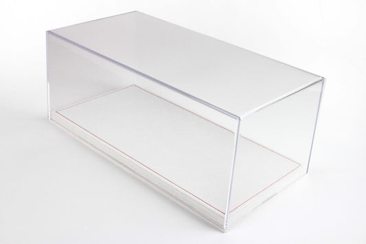 VETRINA CON BASE IN ALCANTARA BEIGE CHIARO E CUCITURE ROSSE 1:18 - BBR Models - VET1804E2