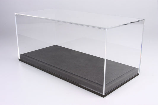 VETRINA IN PLEXIGLASS CON BASE IN ECOPELLE GRIGIA 1:18 - BBR Models - VET1803A1