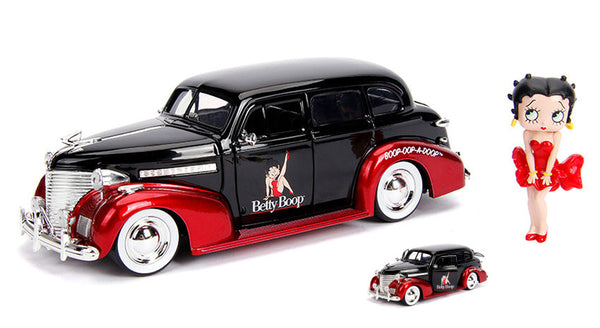 CHEVROLET DELUXE MASTER WITH BETTY BOOP FIGURE BLACK/RED 1:24