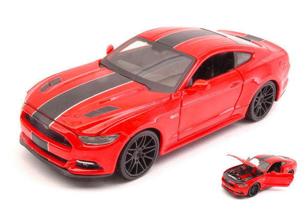 FORD MUSTANG GT 2015 RED W/BLACK STRIPES 1:24