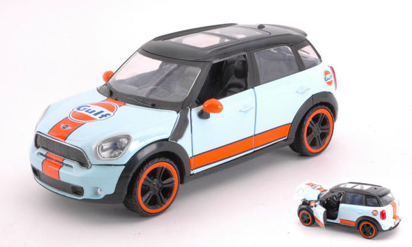 MINI COOPER S COUNTRYMAN "GULF" LIGHT BLUE ORANGE 1:24