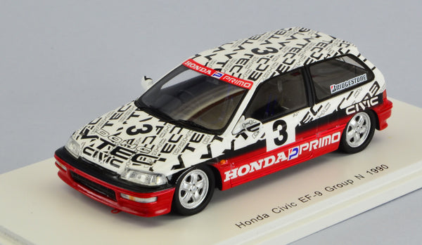 HONDA CIVIC EF9 N.3 SUZUKA CIRCUIT TEST 1990 SATORU NAKAJIMA 1:43