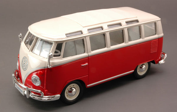 VW T2 VAN SAMBA 1962 RED W/WHITE ROOF 1:25