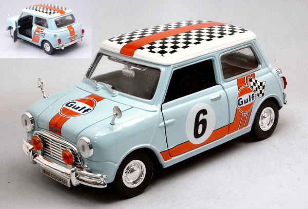 MINI COOPER CLASSIC GULF RALLY N.6 LIGHT BLUE/ORANGE 1:18