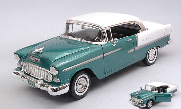 CHEVROLET BEL AIR HARDTOP 1955 DARK GREEN/WHITE 1:18