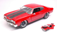 DOM'S CHEVROLET CHEVELLE 1970 FAST & FURIOUS RED W/BLACK STRIPES 1:24