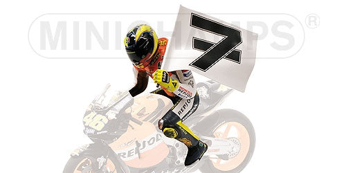 Driver Figure 1/12 - Valentino Rossi World Champion 2003 Philip Island - Minichamps