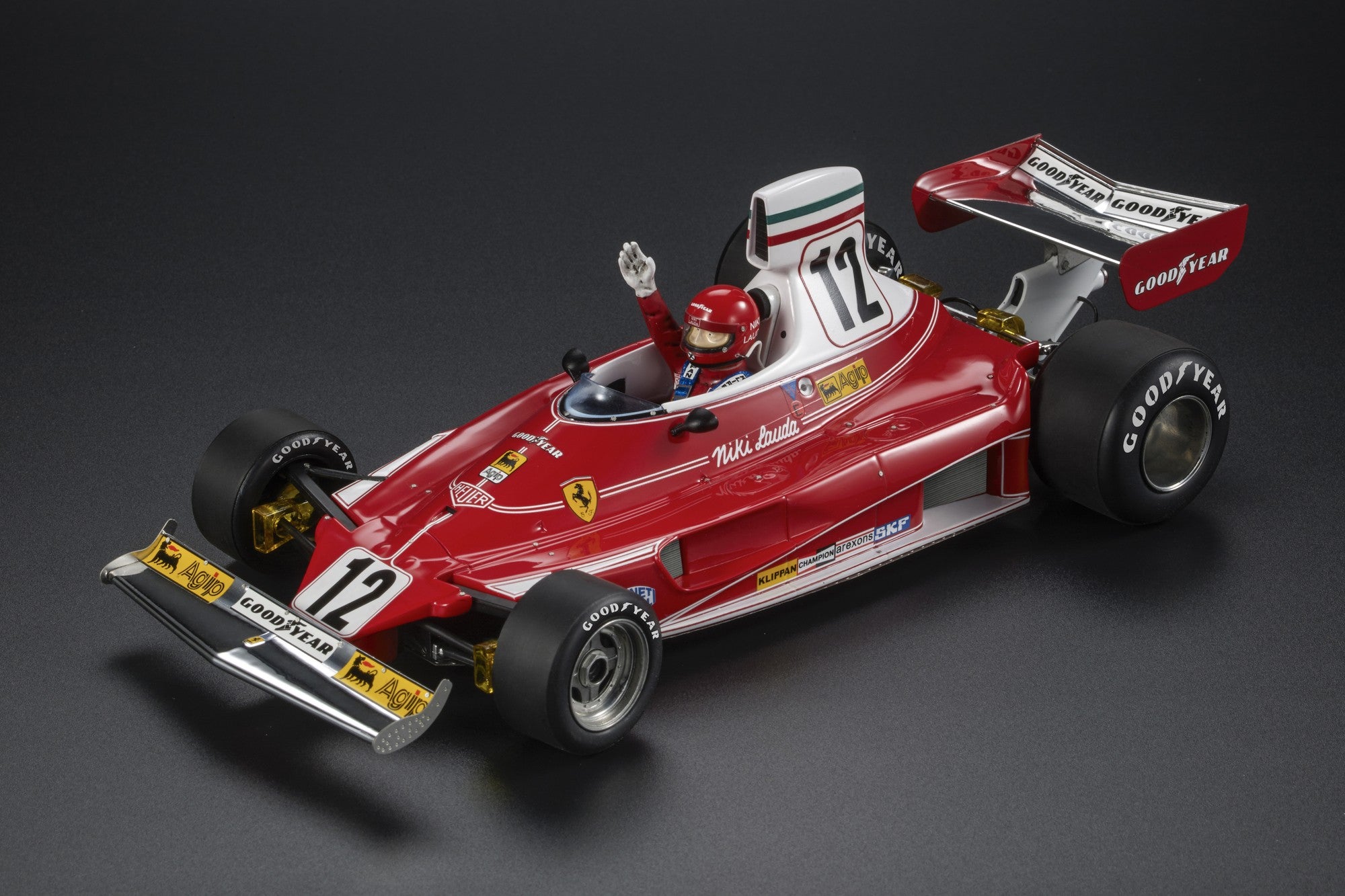 Ferrari 312T N12 - Niki Lauda - WORLD CHAMPION 1975 WINNER MONACO GP (with  pilot figure) - GP Replicas