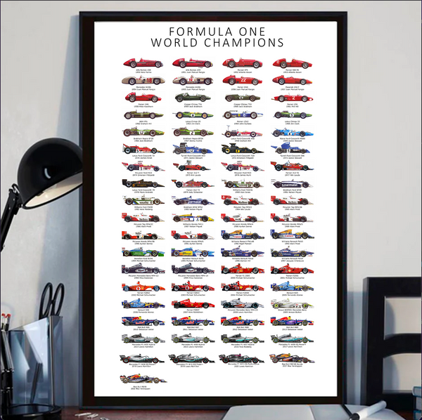F1 World Champions List 1950 - 2022 - Print - 38 X 64 - Forex 3mm